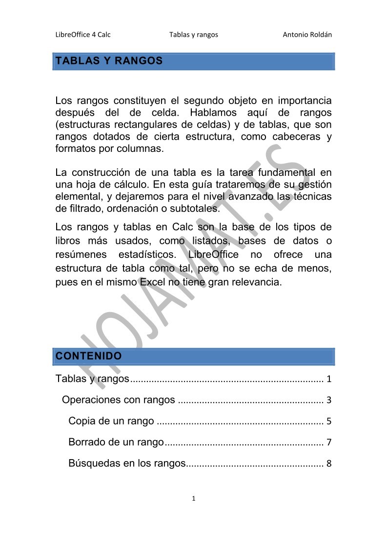 Imágen de pdf Tablas y Rangos - Guía de LibreOffice 4 Calc