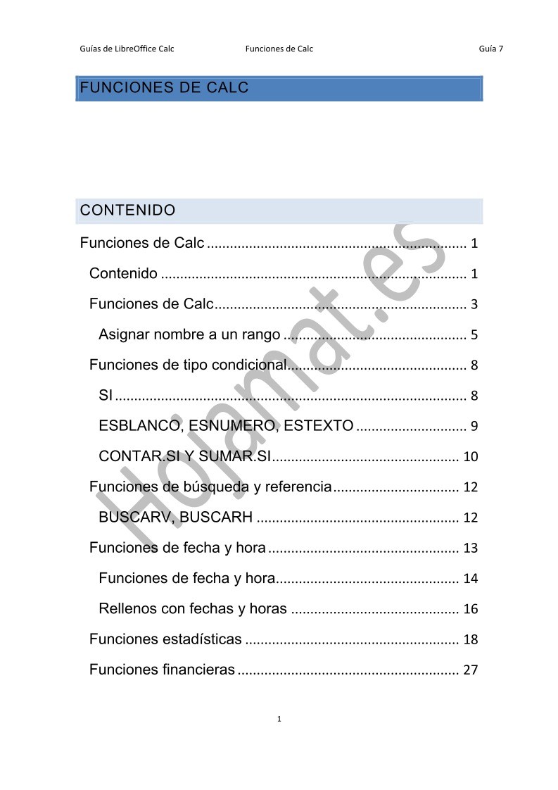 Imágen de pdf Guía de LibreOffice Calc - Funciones de Calc
