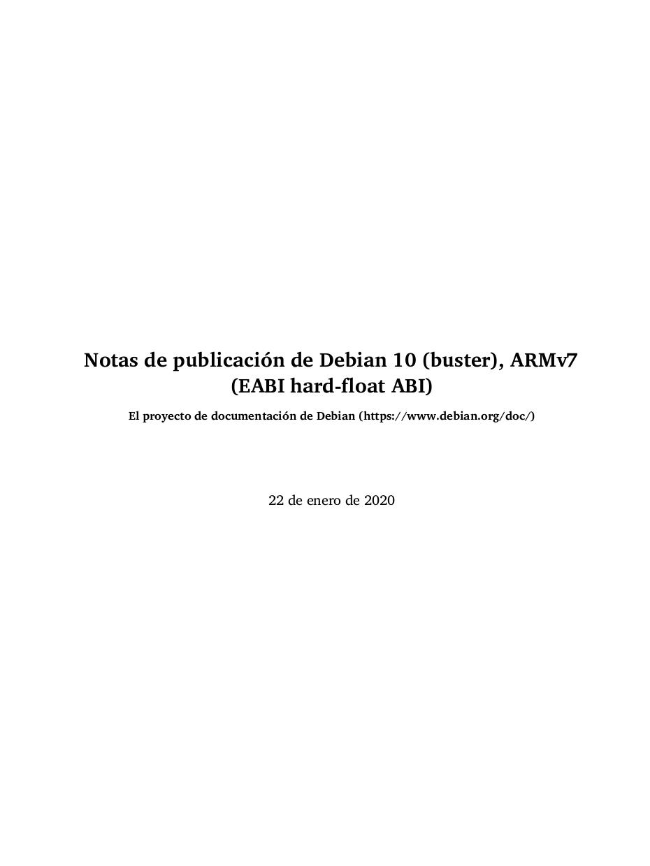 Imágen de pdf Notas de publicación de Debian 10 (buster), ARMv7 (EABI hard-float ABI)