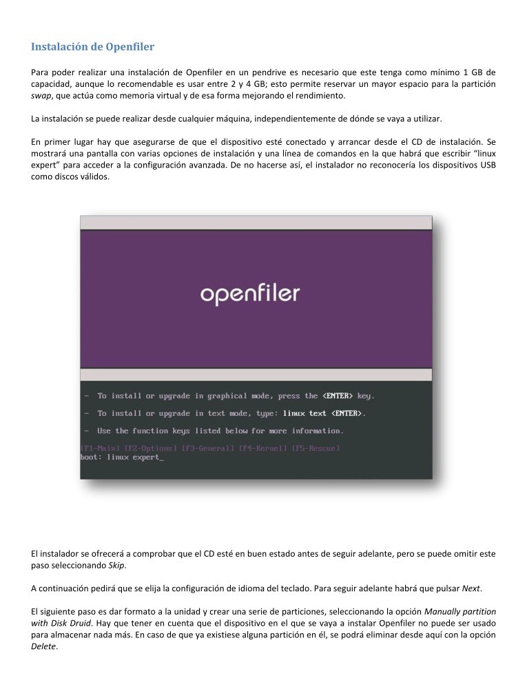 Imágen de pdf Instalación de Openfiler
