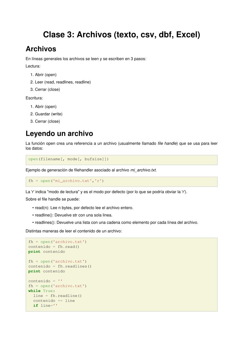 Imágen de pdf Clase 3: Archivos (texto, csv, dbf, Excel)