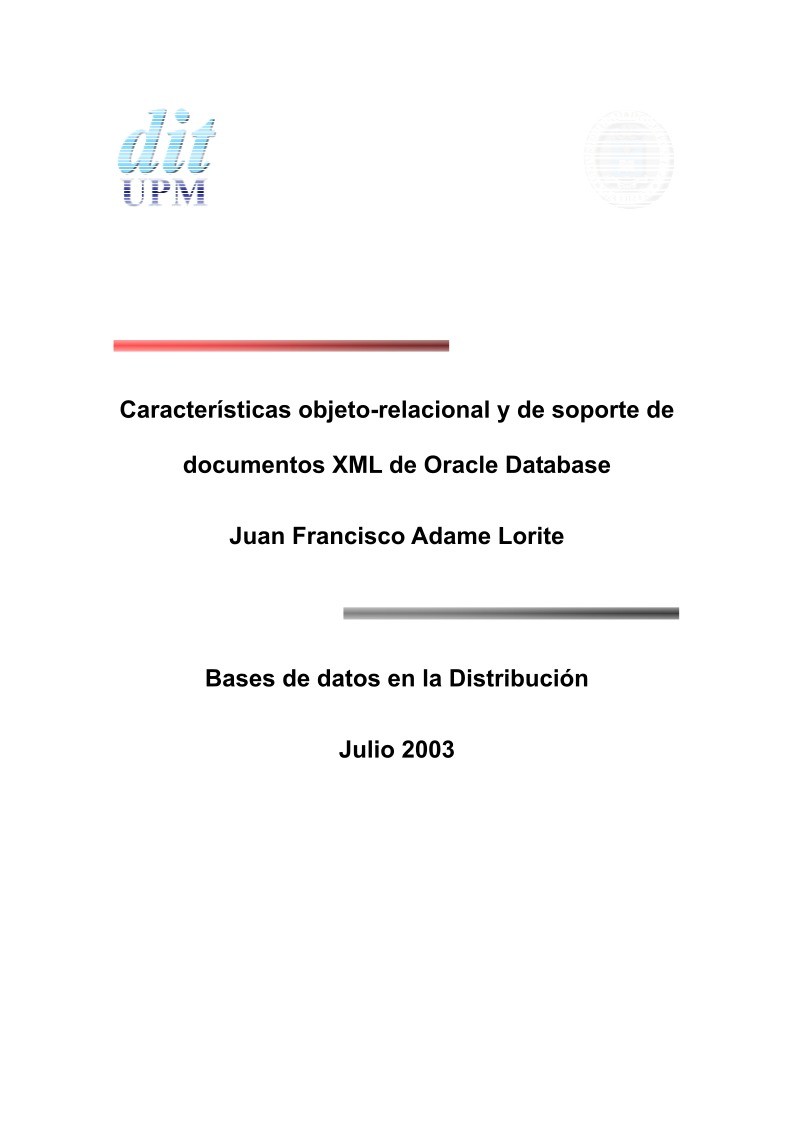 Imágen de pdf Características objeto-relacional y de soporte de documentos XML de Oracle Database