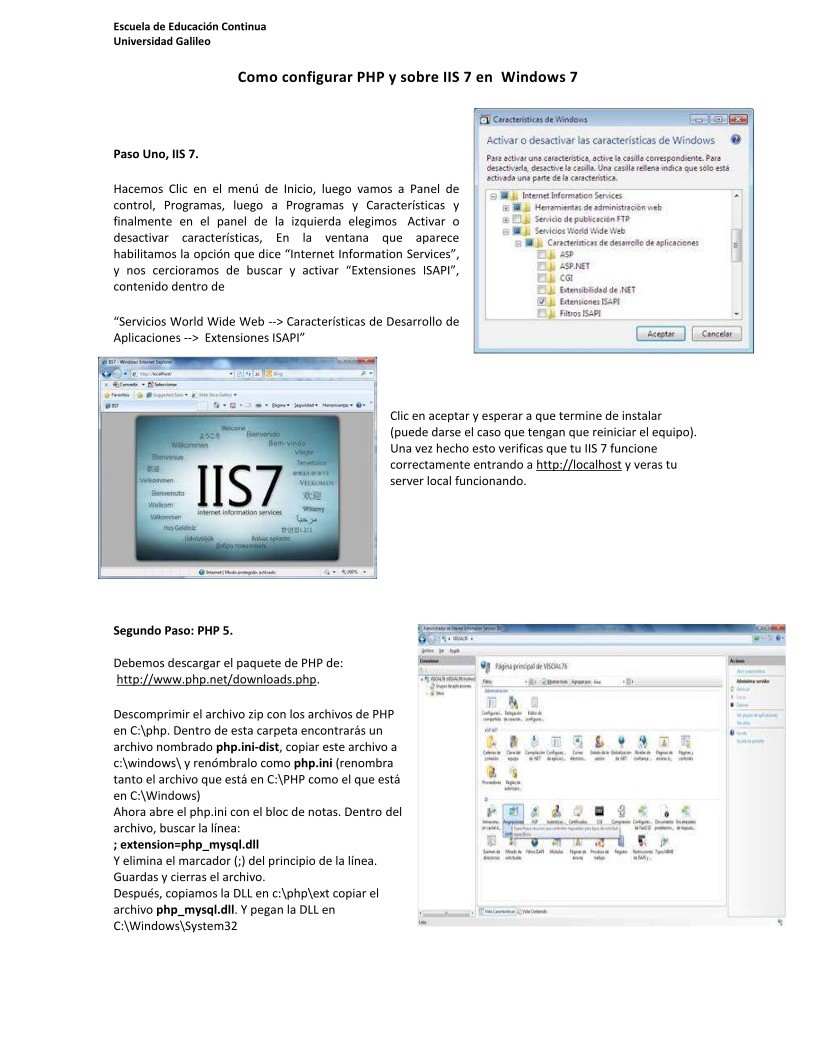 Imágen de pdf Como configurar PHP y sobre IIS 7 en Windows 7