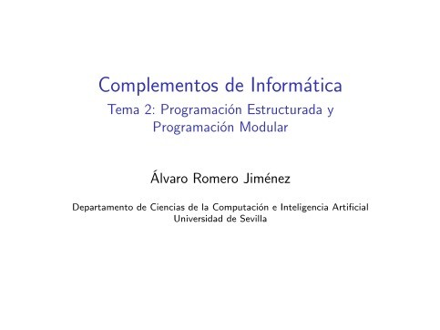 Imágen de pdf Tema 2: Programación Estructurada y Programación Modular - Complementos de Informática