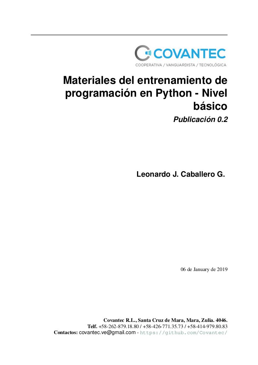 Imágen de pdf Materiales del entrenamiento de programación en Python - Nivel básico