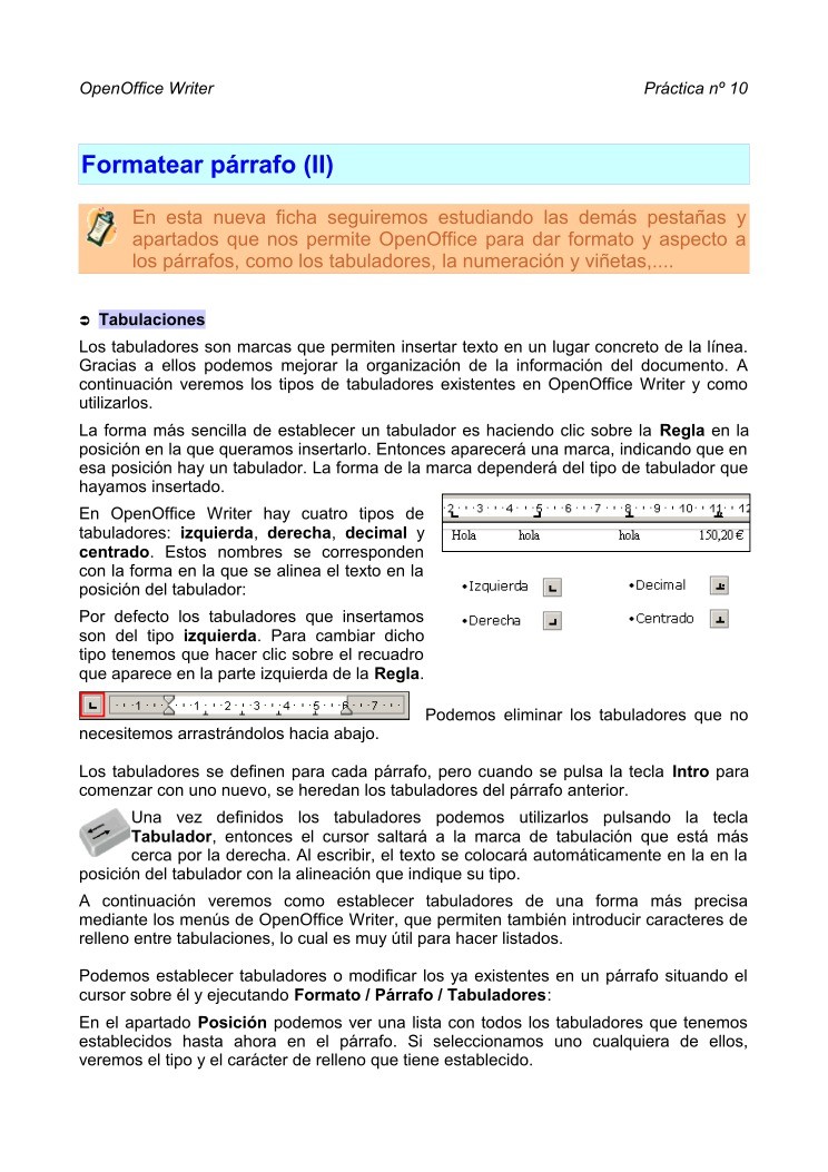 Imágen de pdf Formatear párrafo (II) - OpenOffice Writer