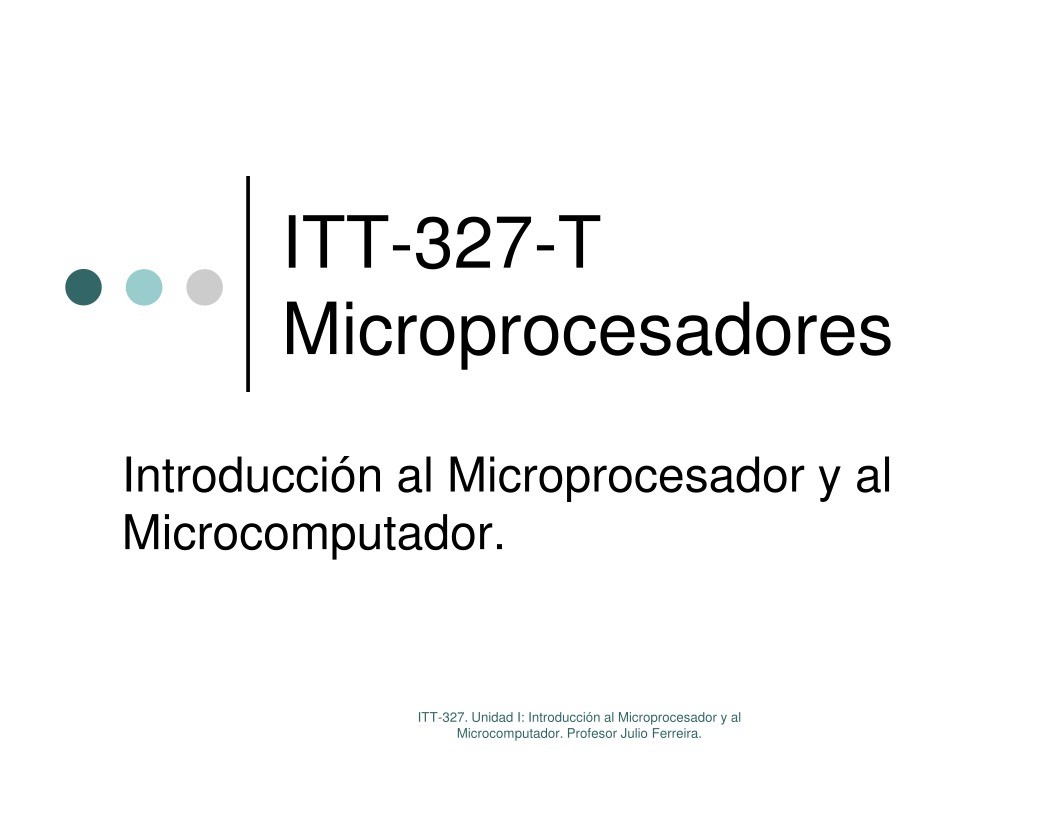 Imágen de pdf ITT-327-T Microprocesadores - Introducción al Microprocesador y al Microcomputador