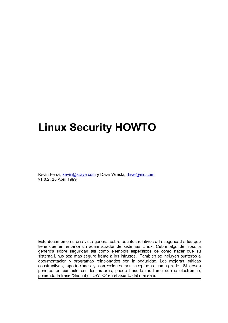 Imágen de pdf Linux Security HOWTO