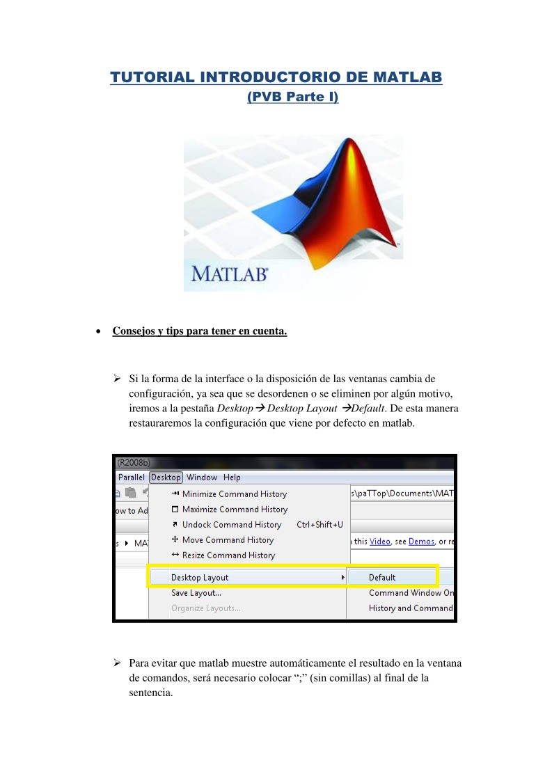 Imágen de pdf Tutorial introductorio de Matlab (PVB Parte I)