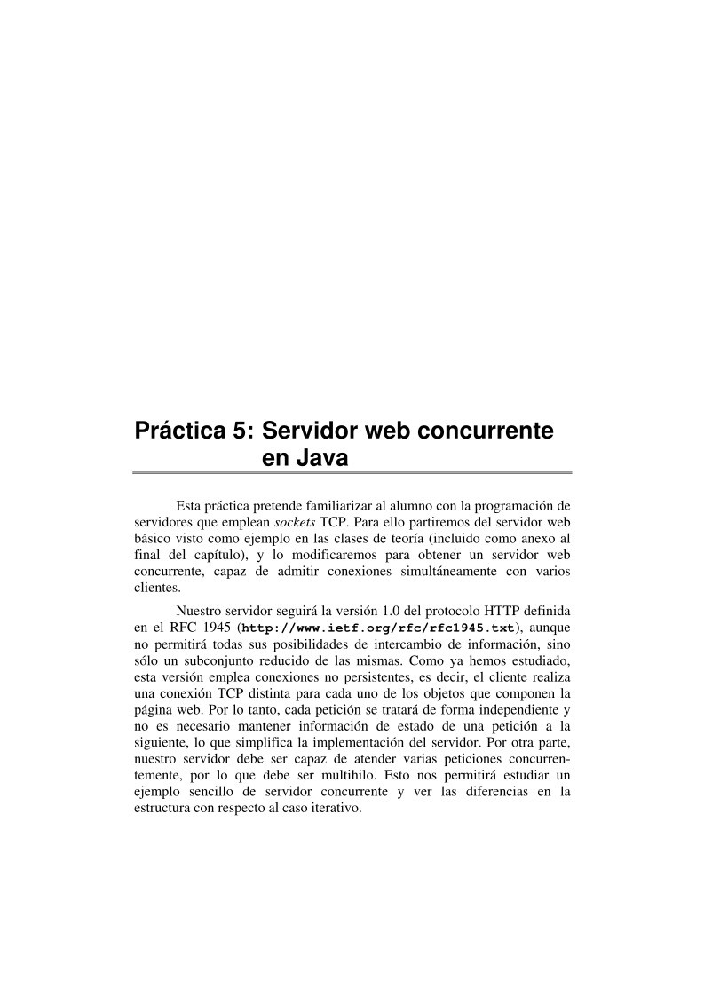 Imágen de pdf Práctica 5: Servidor web concurrente en Java