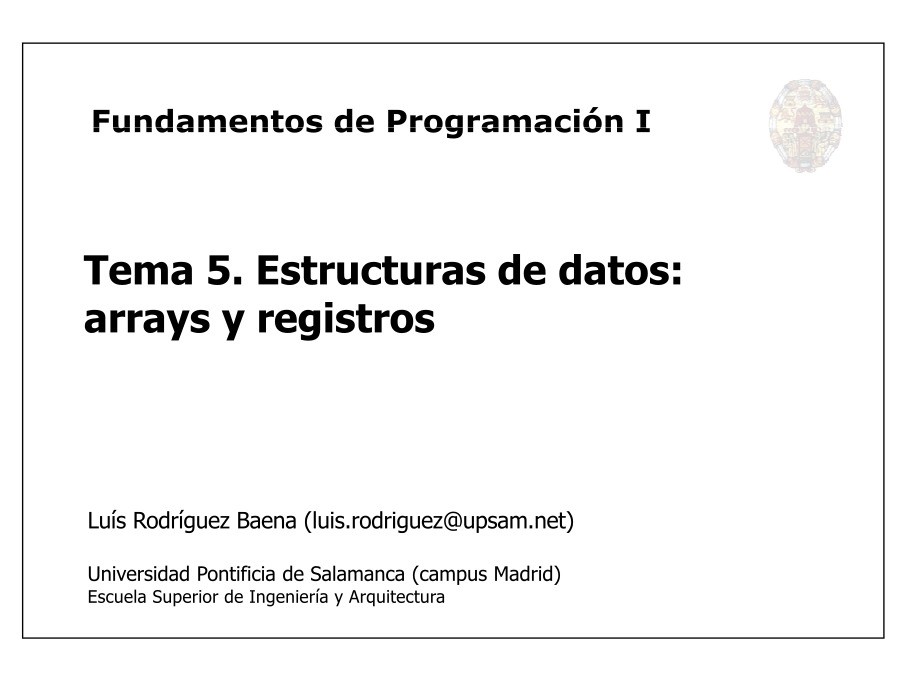 Imágen de pdf Tema 5 - Estructuras de datos: arrays y registros