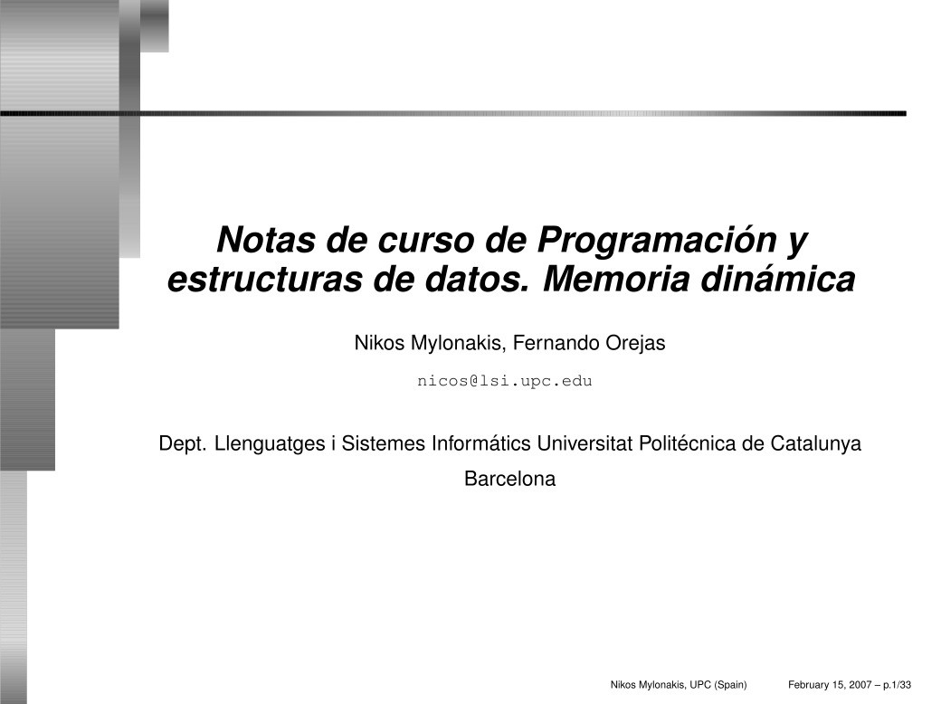 Imágen de pdf Notas de curso de Programación y estructuras de datos. Memoria dinámica