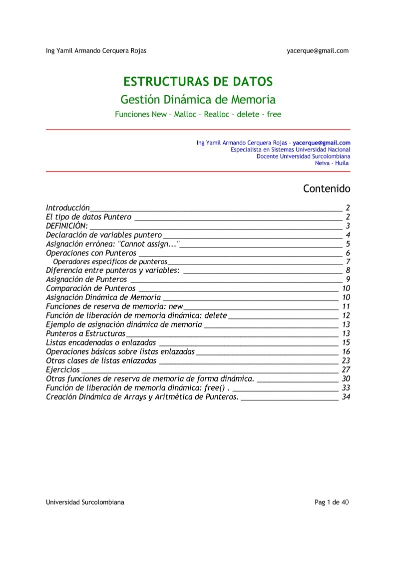 Imágen de pdf Gestión Dinámica de Memoria - Estructuras de Datos