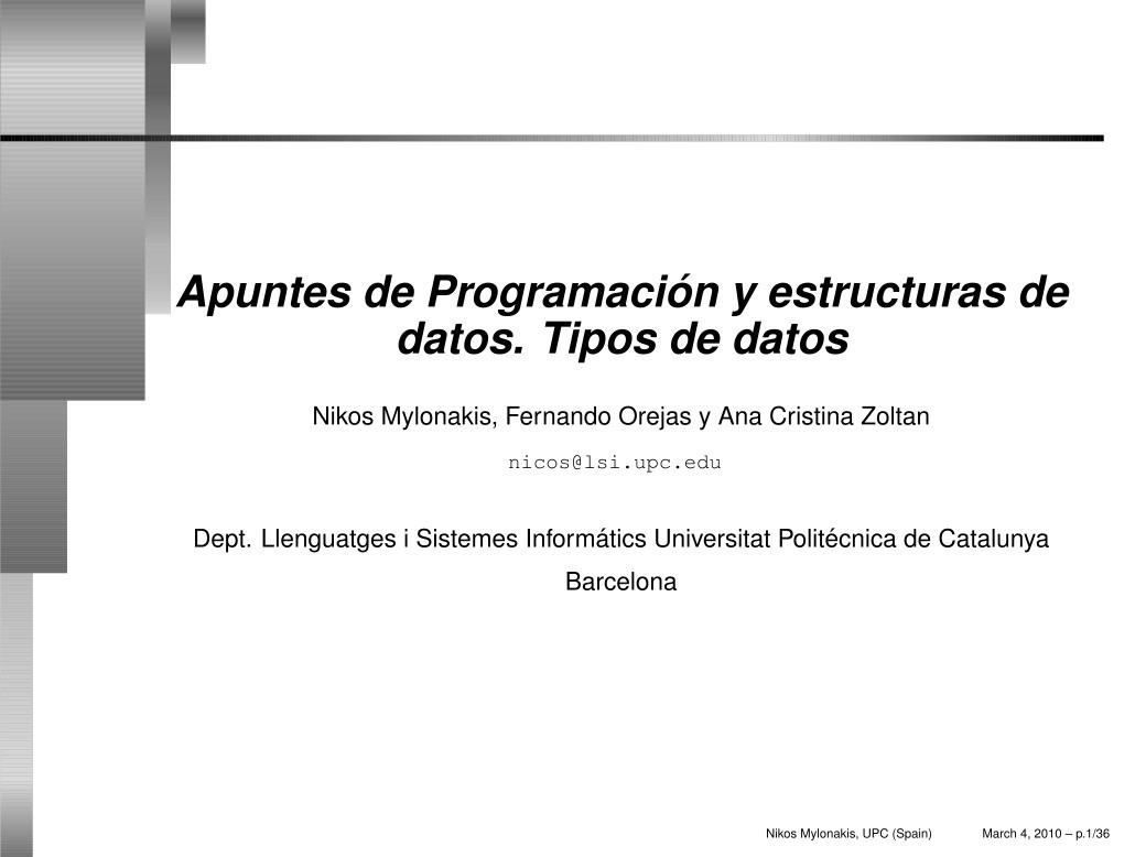 Imágen de pdf Apuntes de Programación y estructuras de datos. Tipos de datos