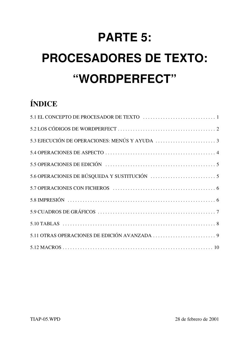 Imágen de pdf Procesadores de Texto: WORDPERFECT