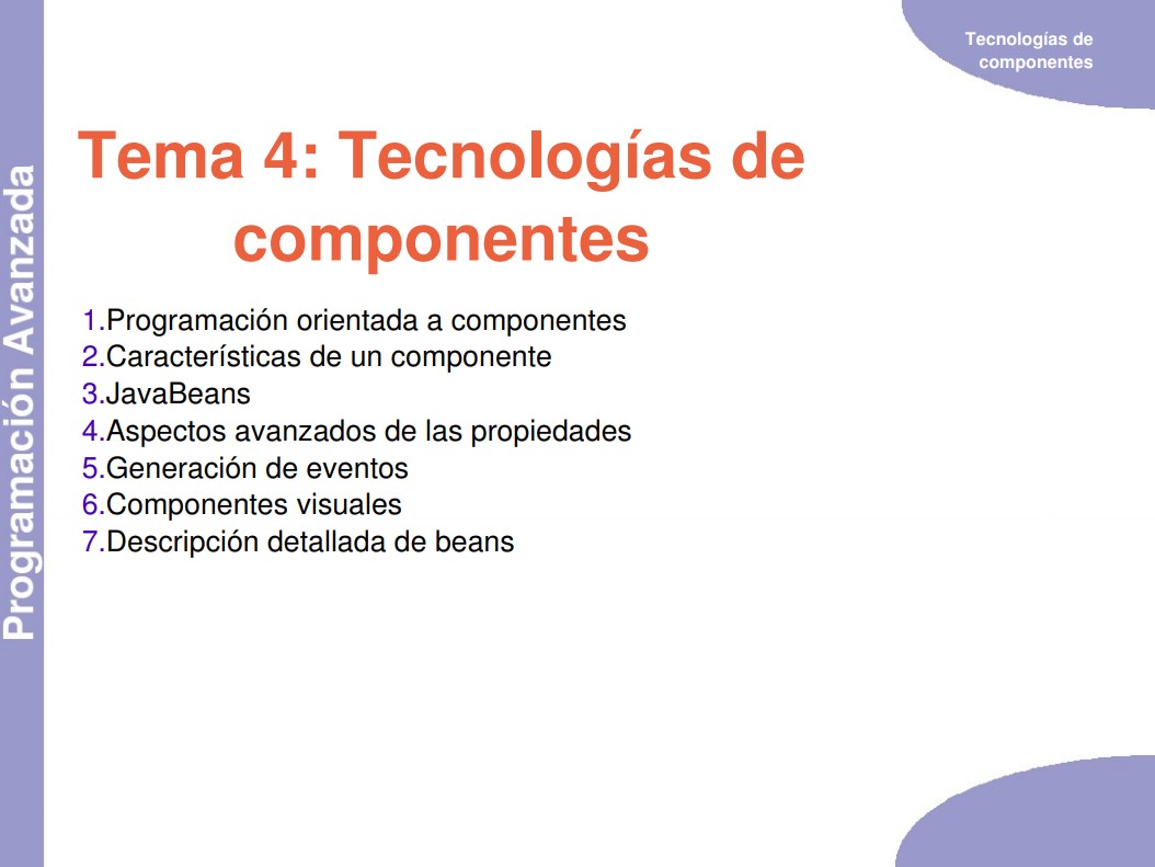 Imágen de pdf Tema 4: Tecnologías de componentes - Programación Avanzada