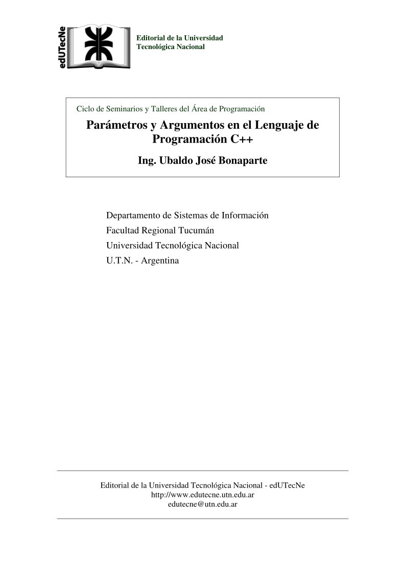 Imágen de pdf Parámetros y Argumentos en el Lenguaje de Programación C++