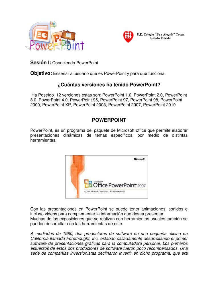 Imágen de pdf Sesión I: Conociendo PowerPoint