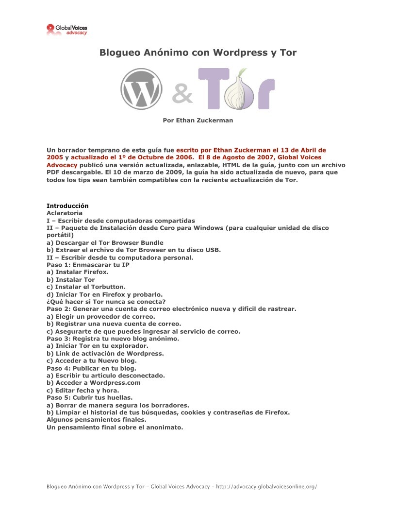 Imágen de pdf Blogueo Anónimo con WordPress y Tor