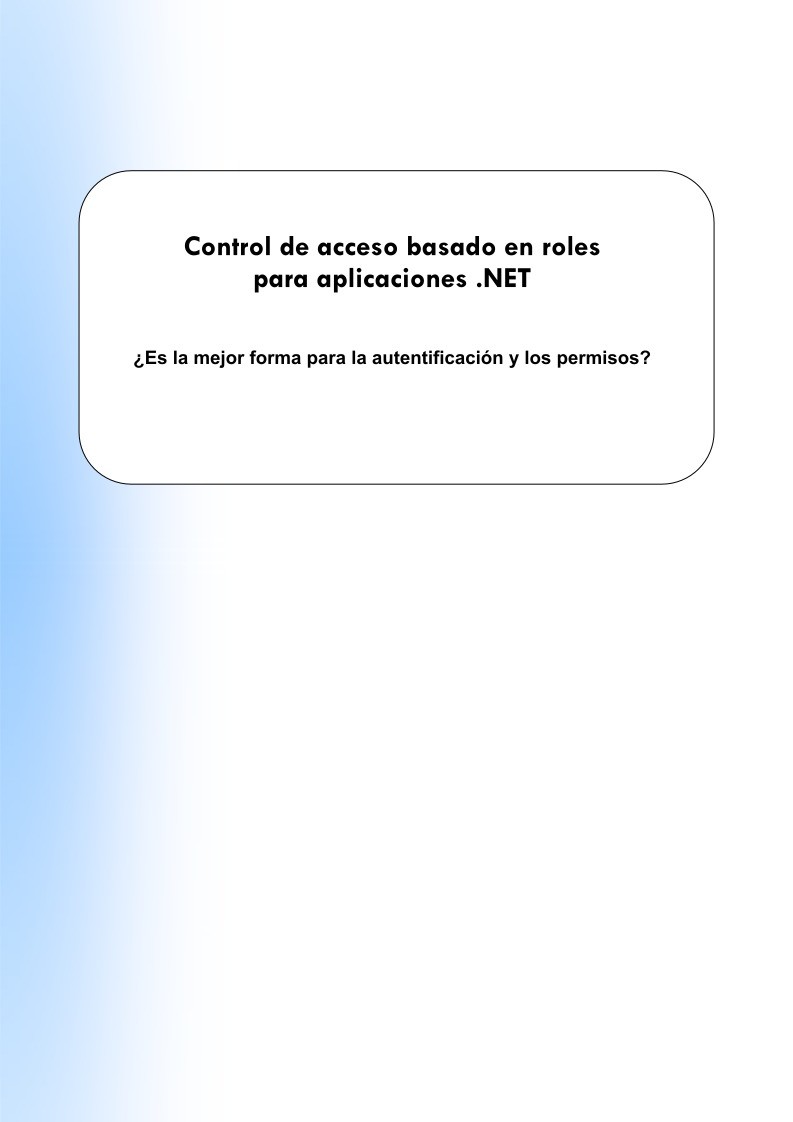 Imágen de pdf Control de acceso basado en roles para aplicaciones .NET