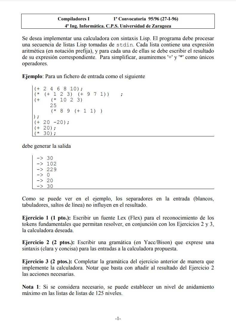 Imágen de pdf Se desea implementar una calculadora con sintaxis Lisp