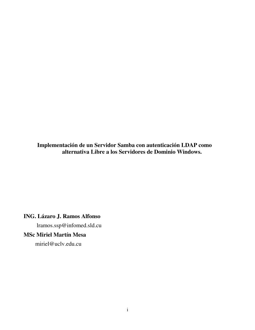 Imágen de pdf Implementación de un Servidor Samba con autenticación LDAP como alternativa Libre a los Servidores de Dominio Windows