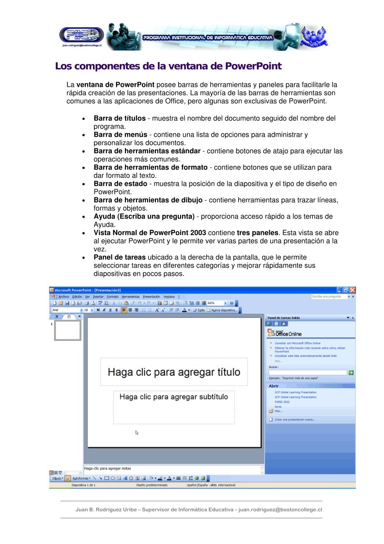 Imágen de pdf Los componentes de la ventana de PowerPoint