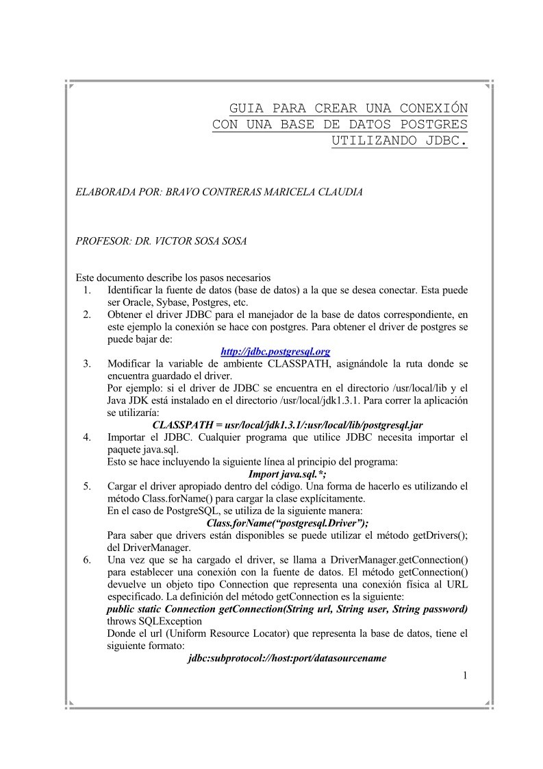 Imágen de pdf Guía para crear una conexión con una base de datos Postgres utilizando JDBC