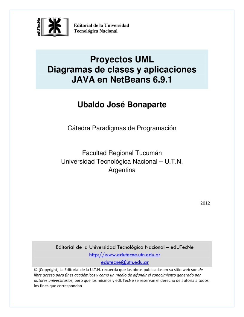 Imágen de pdf Proyectos UML - Diagramas de clases y aplicaciones JAVA en NetBeans 6.9.1