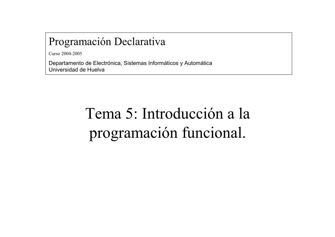 Imágen de pdf Tema 5: Introducción a la programación funcional
