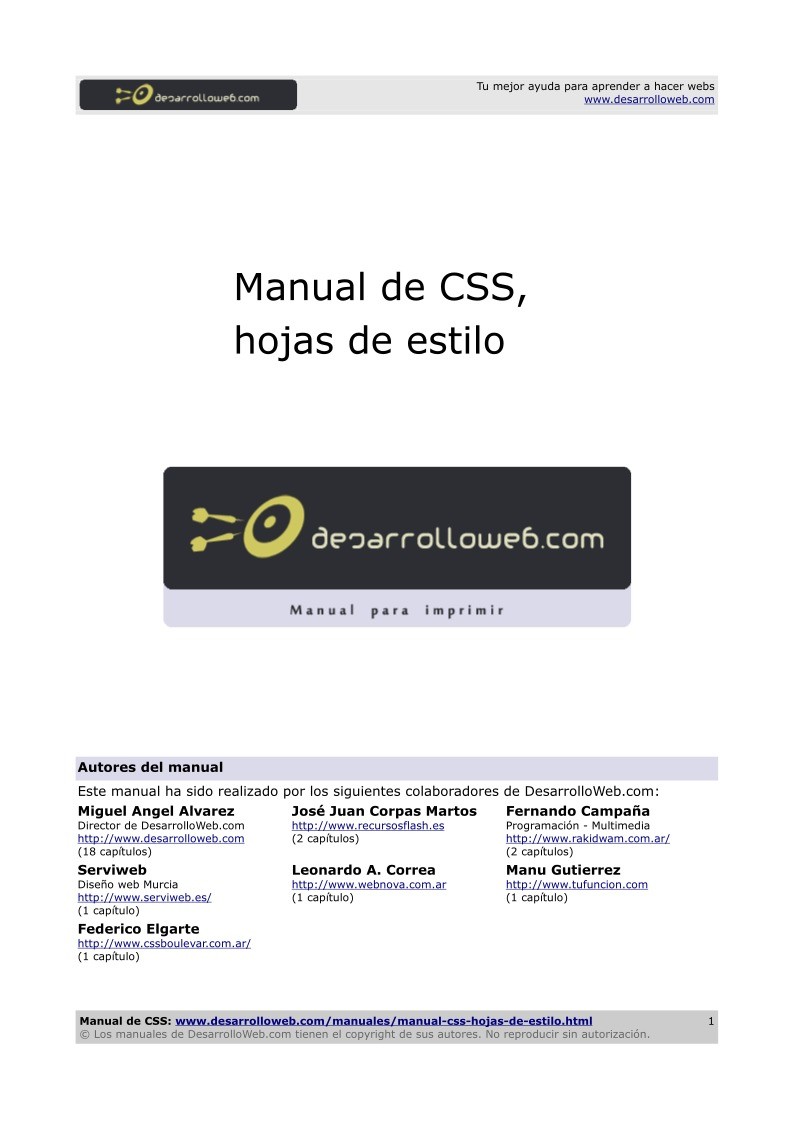 Imágen de pdf Manual de CSS, hojas de estilo