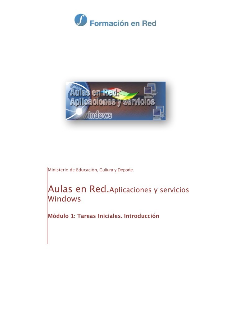 Imágen de pdf Módulo 1: Tareas Iniciales. Introducción - Aulas en red. Aplicaciones y servicios. Windows