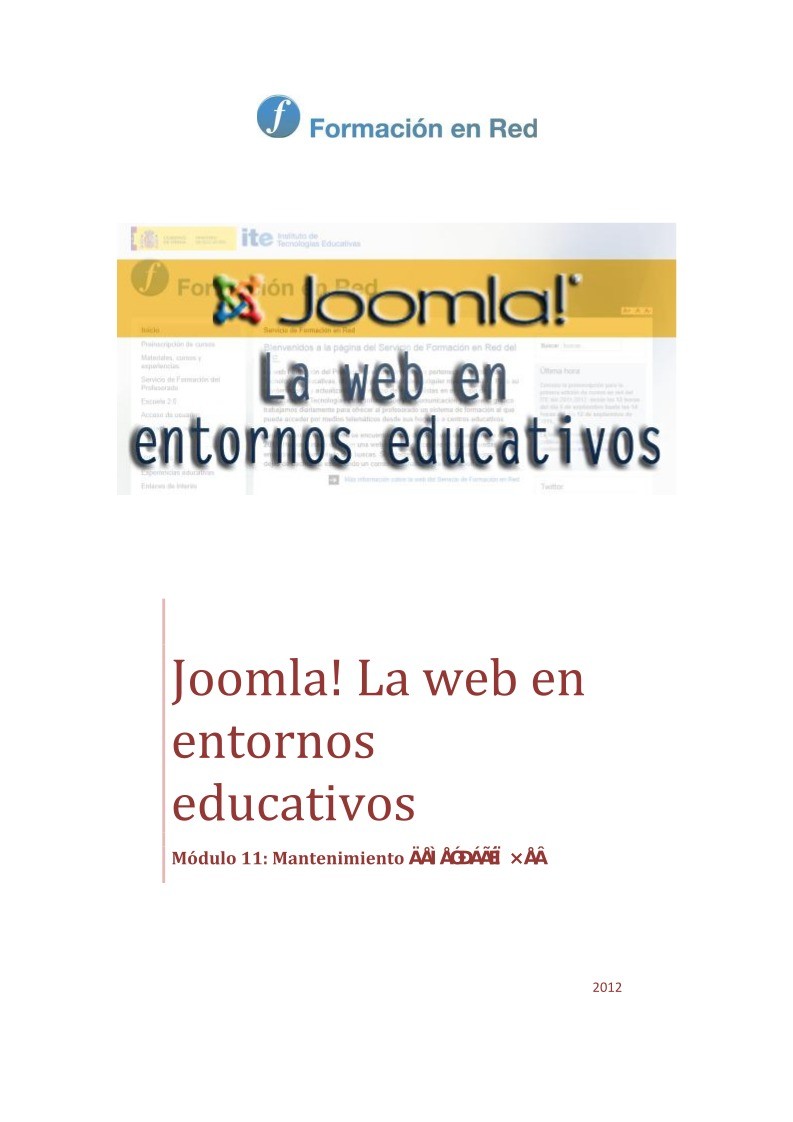 Imágen de pdf Joomla - 11: Mantenimiento del espacio web