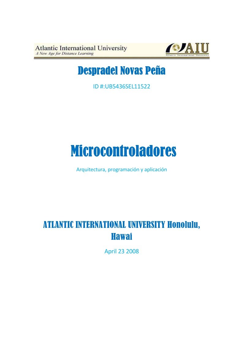 Imágen de pdf Microcontroladores - Arquitectura, programación y aplicación