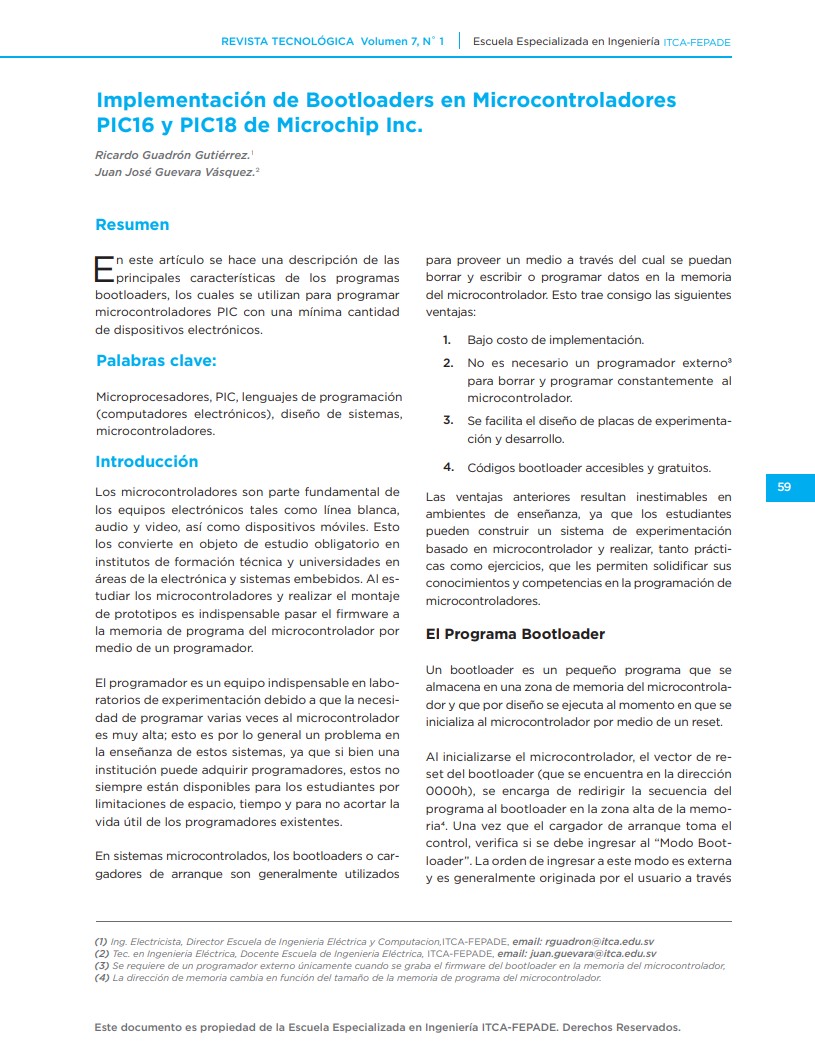 Imágen de pdf Implementación de Bootloaders en Microcontroladores PIC16 y PIC18 de Microchip Inc.