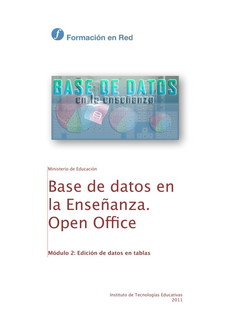 Imágen de pdf Módulo 2: Edición de datos en tablas - Bases de datos en la enseñanza. Open Office