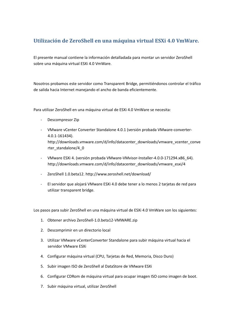 Imágen de pdf Utilización de ZeroShell en una máquina virtual ESXi 4.0 VmWare