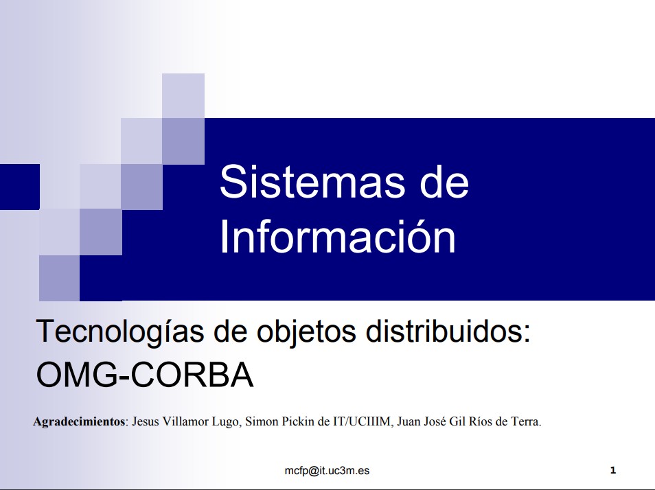 Imágen de pdf Tecnologías de Objetos Distribuidos: OMG-CORBA