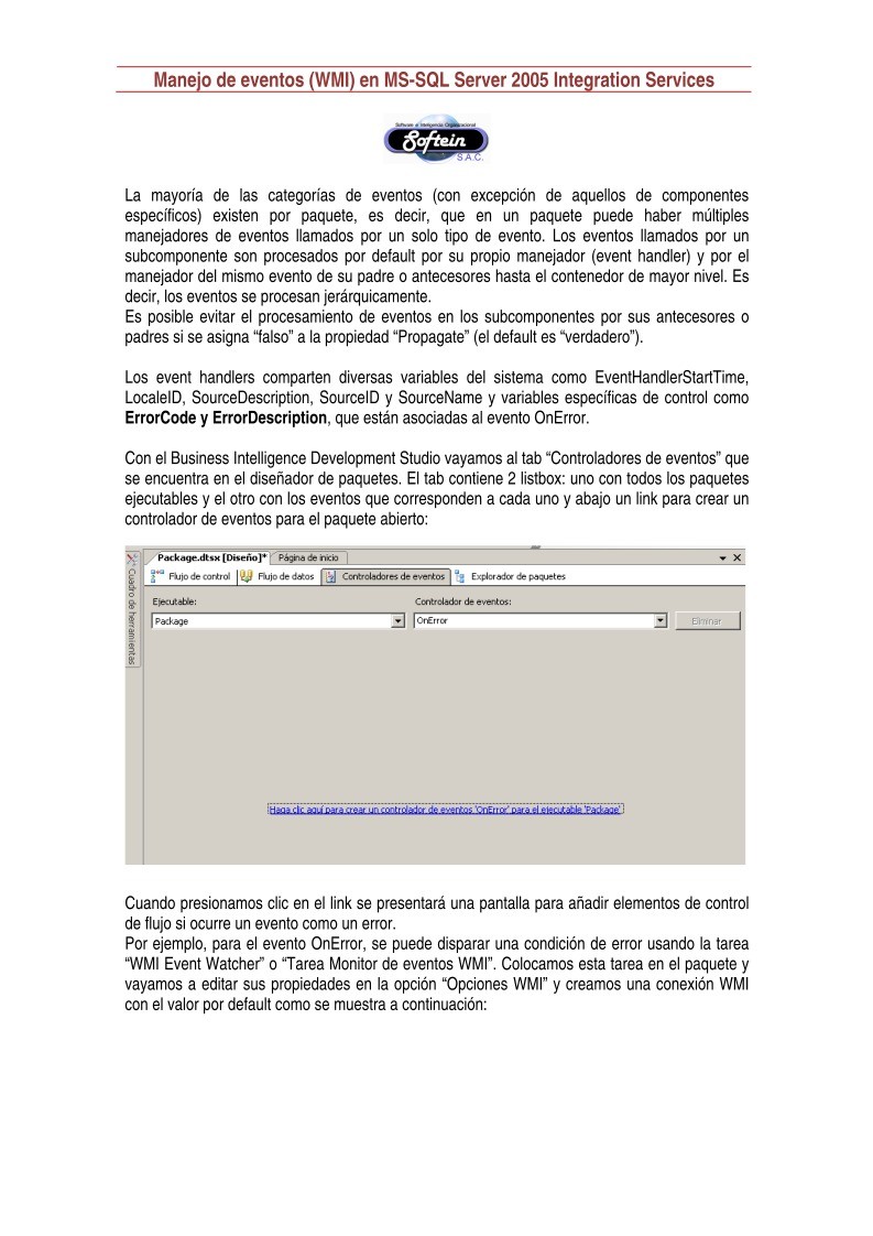 Imágen de pdf Manejo de eventos (WMI) en MS-SQL Server 2005 Integration Services