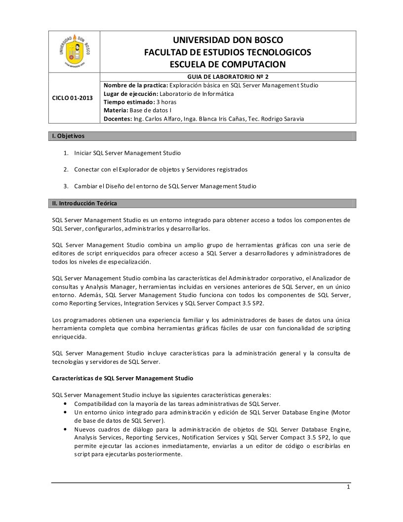 Imágen de pdf Exploración básica en SQL Server Management Studio