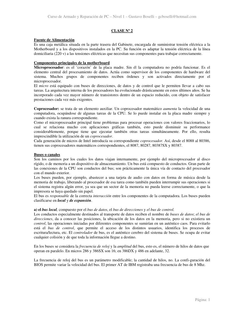 Imágen de pdf Clase 2 - Curso de Armado y Reparación de PC – Nivel 1
