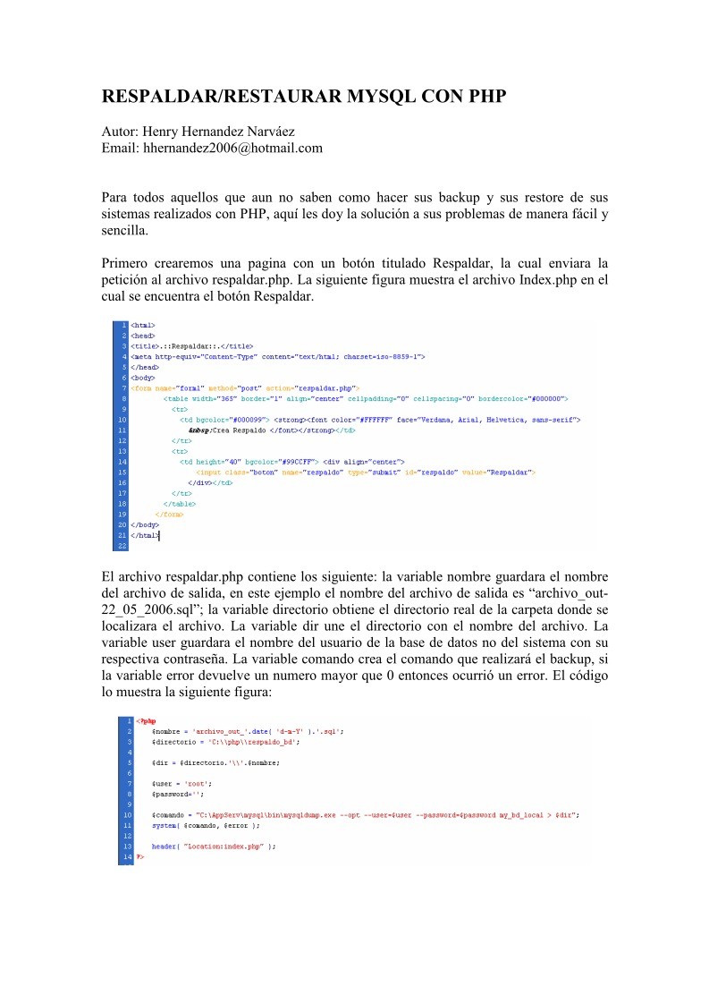 Imágen de pdf Respaldar-restaurar MySQL con PHP