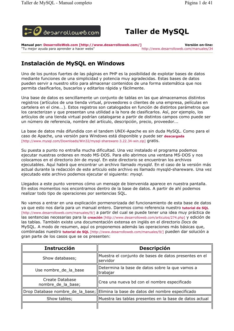 Imágen de pdf Taller de MySQL