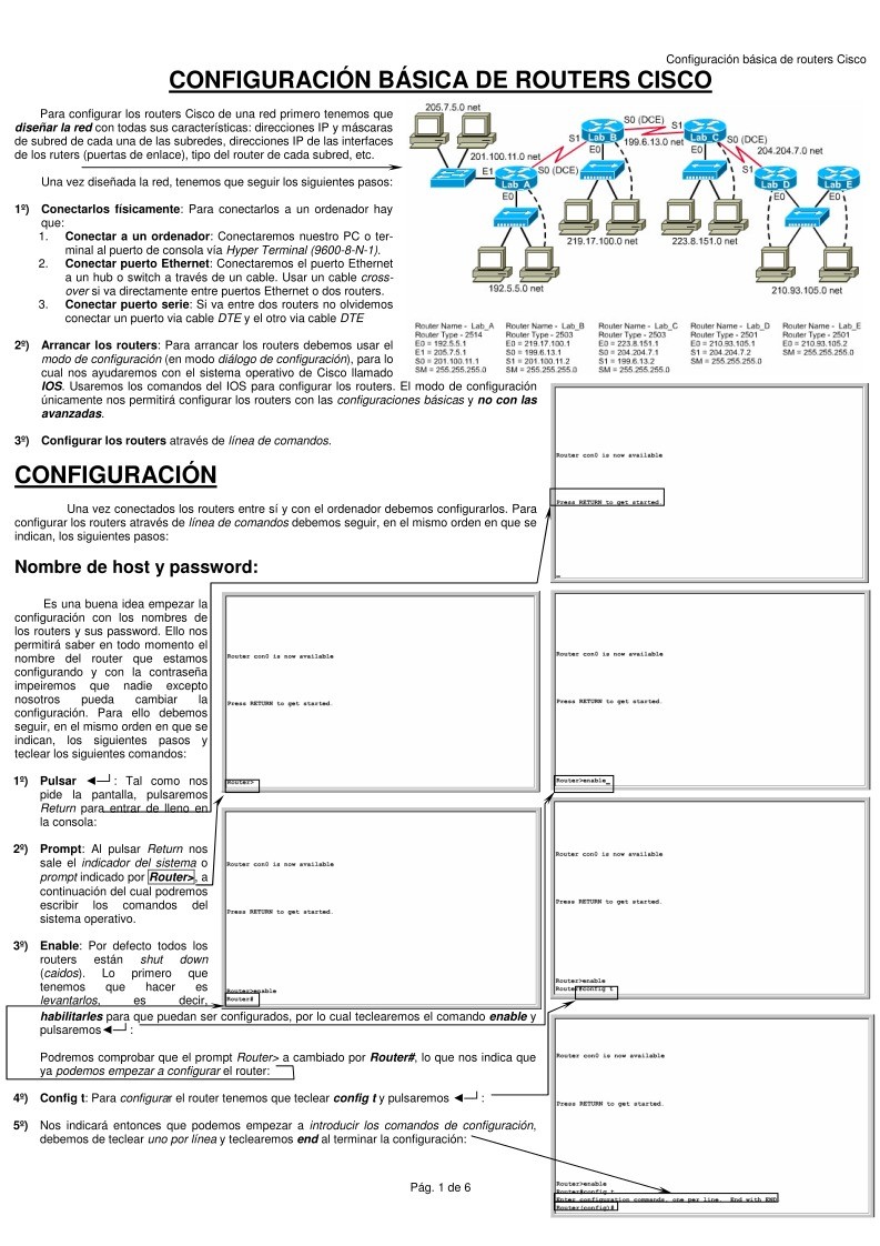 Imágen de pdf Configuración básica de routers Cisco