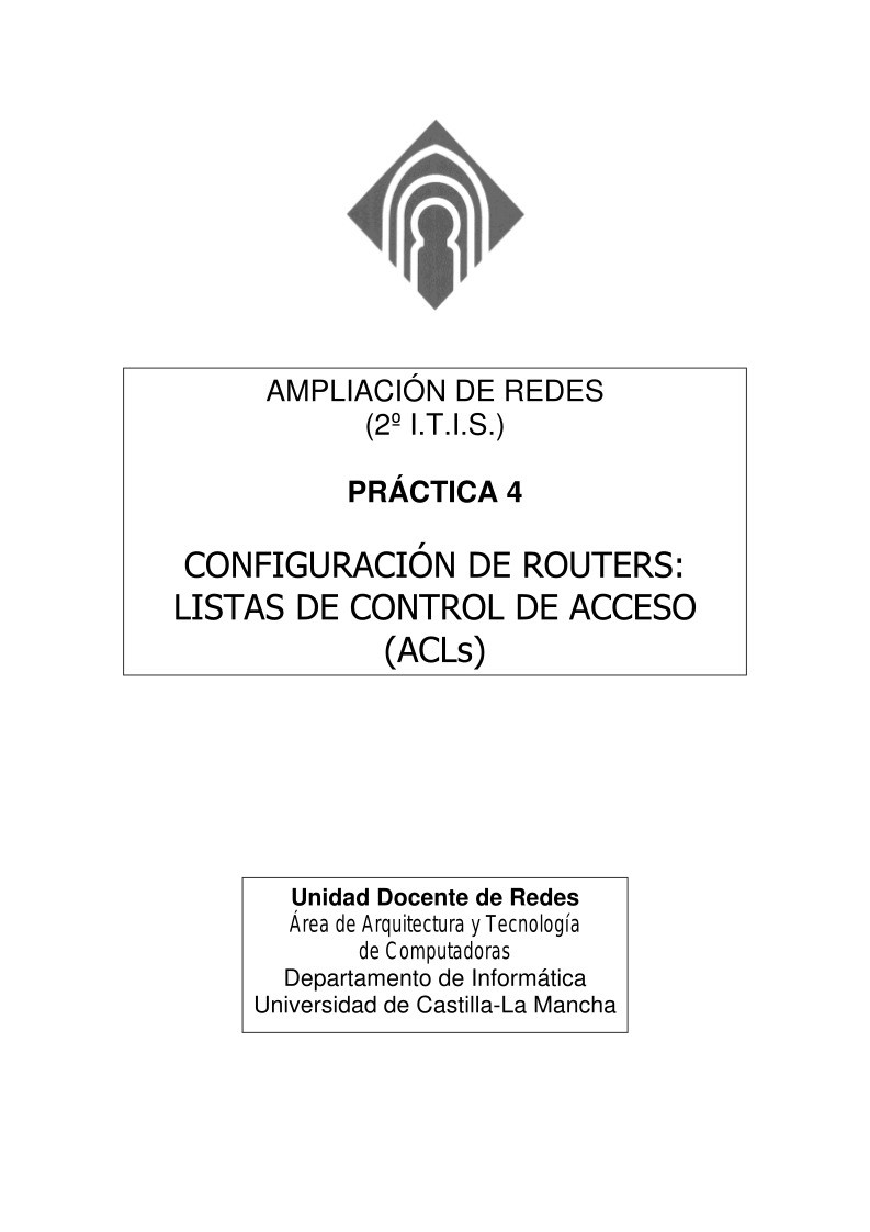 Imágen de pdf Listas de control de Acceso (ACLs) - Configuración de routers