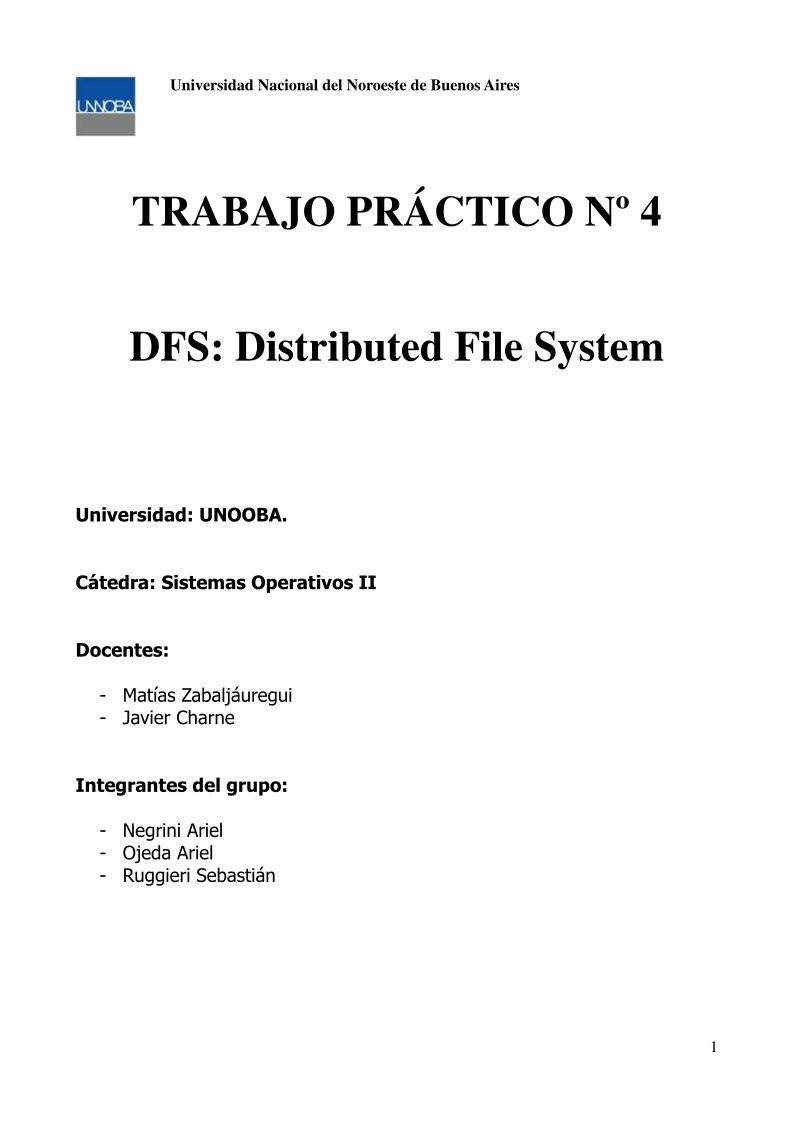 Imágen de pdf DFS: Distributed File System - Trabajo práctico Nº 4