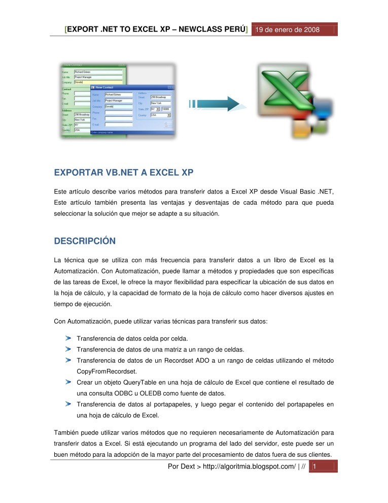 Imágen de pdf Export .net to excel xp