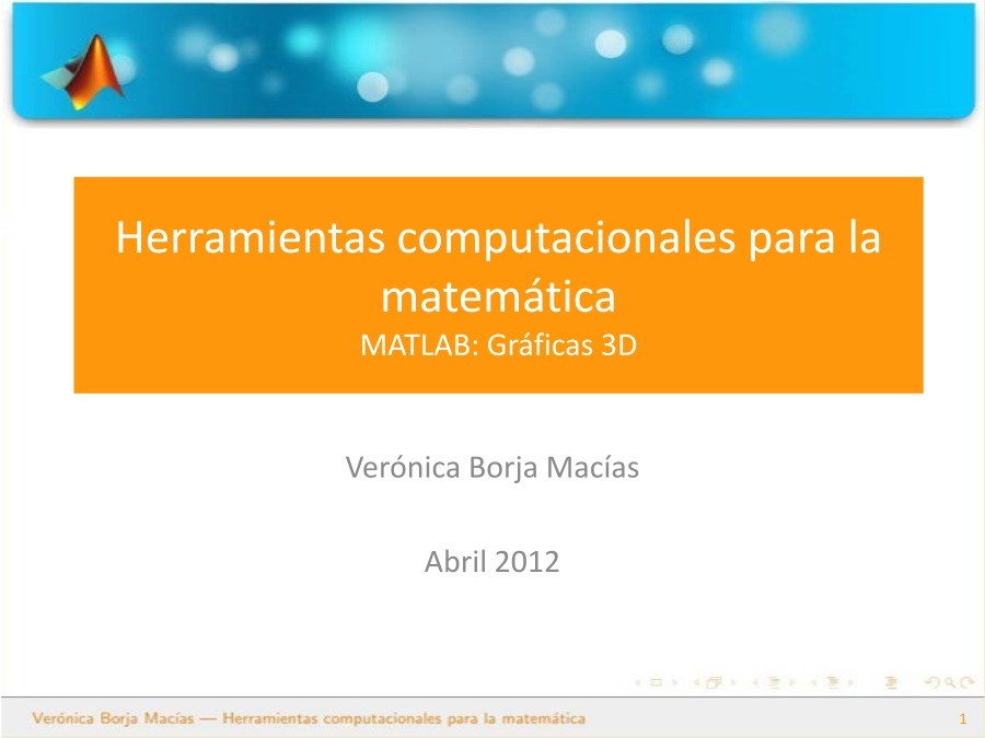 Imágen de pdf MATLAB: Gráficas 3D - Herramientas computacionales para la matemática