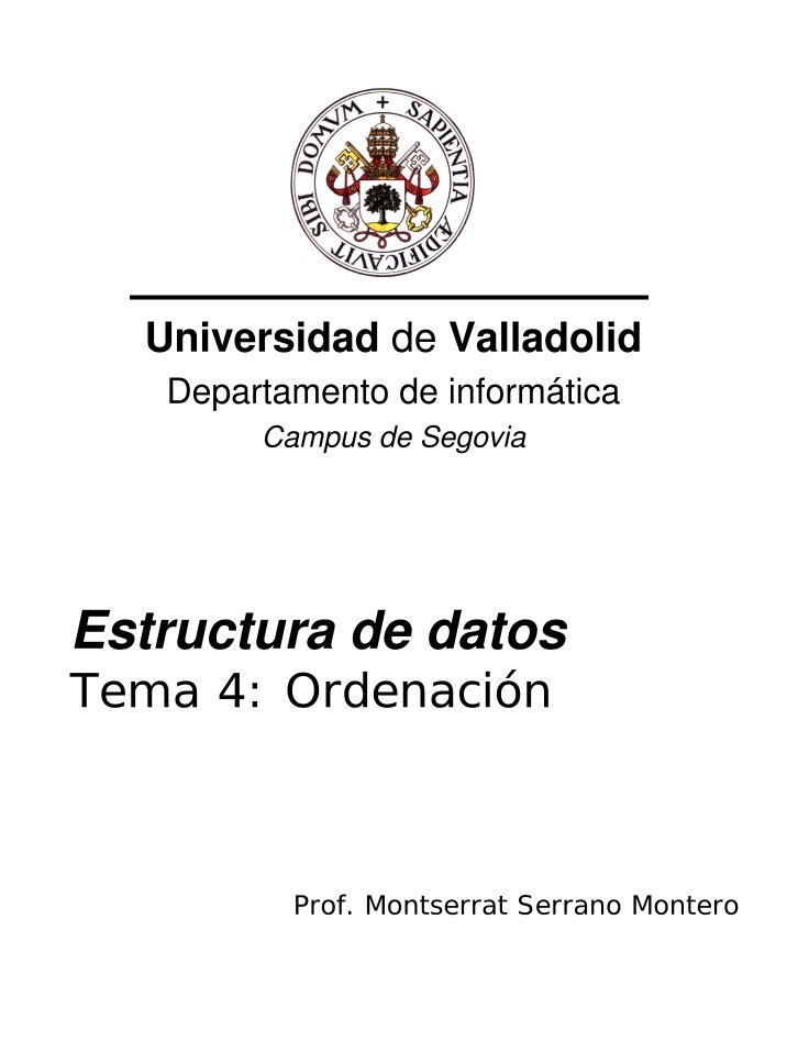 Imágen de pdf Tema 4: Ordenación - Estructura de datos