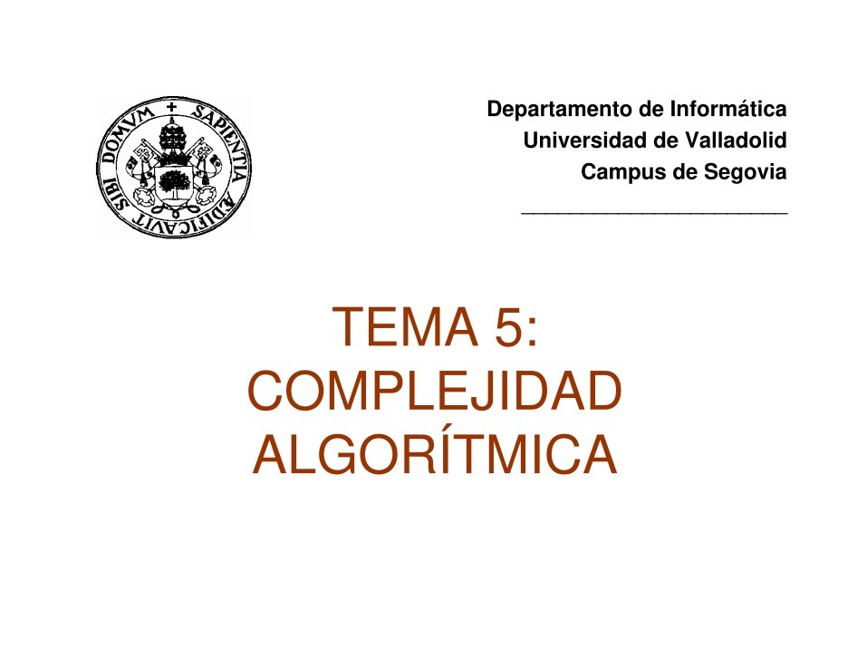 Imágen de pdf Tema 5: Complejidad algorítmica